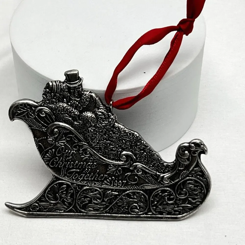 Hallmark Keepsake Ornament 1997 Our Christmas Together Fine Pewter Sleigh Ride